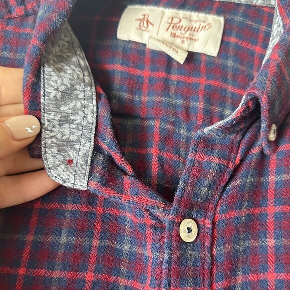 PENGUIN Heritage Slim Fit Soft Plaid Flannel Button Up Size Large - Picture 3 of 11